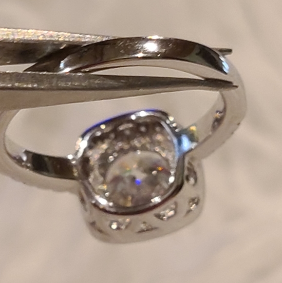 Moissanite 2 Carat Round cut Solitare Halo Ring - Picture 4 of 13